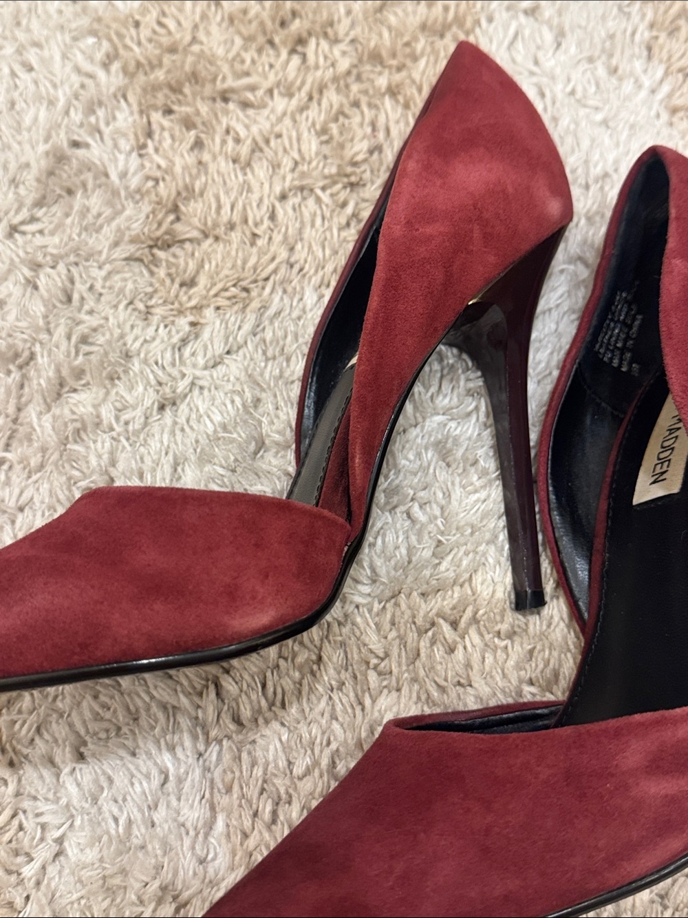 Steve Madden Burgundy Pointed-Toe Suede Stiletto Heels - Picture 5 of 7